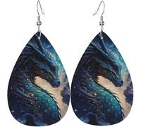 Orecchini a goccia in pelle, orecchini pendenti leggeri per donna - Dragon Cool Starry Moon, bianco