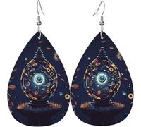 Orecchini a goccia in pelle, orecchini pendenti leggeri per donna - Eyes Bottle Magic, bianco