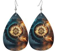 Orecchini a goccia in pelle, orecchini pendenti leggeri per donna - Fuoco, acqua, freccette, bruciante, freddo, bianco