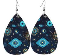 Orecchini a goccia in pelle, orecchini pendenti leggeri per donna - Magic Evil Eyes Cool Art, bianco