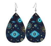 Orecchini a goccia in pelle, orecchini pendenti leggeri per donna - Magic Evil Eyes Cool Art, bianco