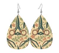 Orecchini a goccia in pelle, orecchini pendenti leggeri per donna - Modello forbici, cartone animato vintage, bianco