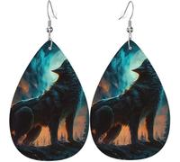 Orecchini a goccia in pelle, orecchini pendenti leggeri per donna - Night Howling Cool Werewolf, bianco