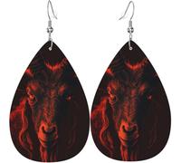 Orecchini a goccia in pelle, orecchini pendenti leggeri per donna - Satanic Goat Demon Rosso, Bianco