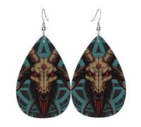 Orecchini a goccia in pelle, orecchini pendenti leggeri per donna - Satanic Goat Head Pentagram Demon, bianco