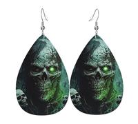 Orecchini a goccia in pelle, orecchini pendenti leggeri per donna - Teschi, zombie, fantasmi, teschi della morte, bianchi