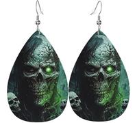 Orecchini a goccia in pelle, orecchini pendenti leggeri per donna - Teschi, zombie, fantasmi, teschi della morte, bianchi