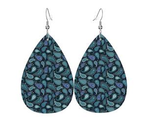 Orecchini A Goccia In Pelle Pai-Sley Pattern Navy Blue Simple Eleganti Orecchini Pendenti Moda Ciondolo Con Pendente A Goccia Per Uso Quotidiano Matrimoni Appuntamenti