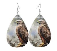 Orecchini a goccia in pelle per donne, acquerello di falco, leggeri, gioielli alla moda, regali per donne e signore