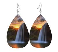 Orecchini a goccia in pelle per donne, cascata al tramonto, orecchini pendenti leggeri, gioielli alla moda, regalo per donne e signore
