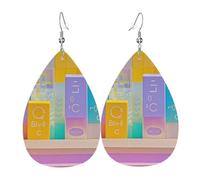 Orecchini a goccia in pelle per donne, colori pastello luminosi, leggeri, orecchini pendenti alla moda, idea regalo per donne e signore