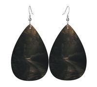 Orecchini a goccia in pelle per donne, corsia nella foresta buia, orecchini pendenti leggeri, gioielli alla moda, regali per donne e signore