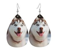 Orecchini a goccia in pelle per donne, Husky Piquant Dog Orecchini pendenti leggeri gioielli alla moda regali per donne signore