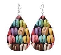 Orecchini a goccia in pelle per donne, macaron al gusto di biscotti pasticcini leggeri orecchini pendenti gioielli alla moda regali per donne signore