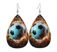 Orecchini a goccia in pelle per donne, palla da calcio che vola nell'aria, orecchini pendenti leggeri gioielli alla moda regali per donne signore