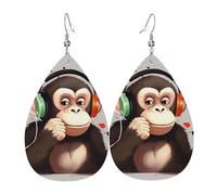Orecchini a goccia in pelle per donne, scimmia musicale, leggeri, gioielli alla moda, regalo per donne e signore