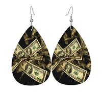 Orecchini a goccia in pelle per donne, segno del dollaro, leggeri, orecchini pendenti alla moda gioielli regalo per donne signore