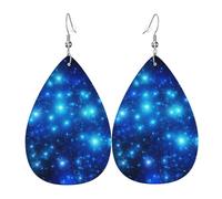 Orecchini a goccia in pelle per donne, stelle blu brillanti leggeri, orecchini pendenti alla moda gioielli regalo per donne signore