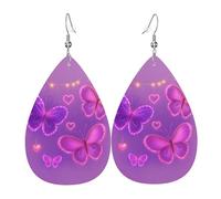 Orecchini A Goccia In Pelle Purple Butterfly And Heart Moda Orecchini Da Donna In Finta Pelle Leggeri Ciondolo A Goccia Per Accessori Feste Feste