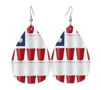 Orecchini A Goccia In Pelle Usa Flag Solo Cup Leggeri Orecchini Pendenti Innovativi Ciondolo A Goccia Per Balli Feste Accessori