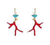 Orecchini a goccia in resina acrilica classica smalto rosso corallo ciondolo a forma di corallo orecchini gioielli regalo per ragazze scatola di gioielli femminile valigia