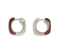 Orecchini a goccia in smalto rosso vino europeo e americano design semplice fibbia bianca., Metallo