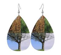 Orecchini a goccia leggeri a forma di albero quattro stagioni prato in pelle orecchini pendenti gioielli regalo per le donne