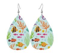 Orecchini a goccia leggeri in pelle con alghe marine del mondo sottomarino, gioielli regalo per donne