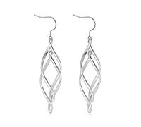 Orecchini a goccia lineari a spirale G23 in puro titanio per orecchie sensibili, in rame placcato oro bianco classico ondulato attorcigliato con perle/zirconi cubici design infinito, titanio, rame