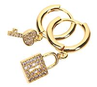 Orecchini a Goccia Lucchetto e Chiave Asimmetrici Oro per Donne | Rame, 1 Paio, Stile Trendy e Unico, Adatti a Compleanni e Feste