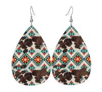 Orecchini A Goccia Modern Southwestern Cowhide Aztec Pattern Leggeri Orecchini Da Donna In Finta Pelle Innovativi Ciondolo Con Pendente A Goccia Per Accessori Feste Feste
