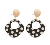 Orecchini a goccia neri bianchi a pois per le donne, orecchini a cerchio geometrici retrò con bottone beige, gioielli di moda squisiti regalo