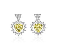 Orecchini a goccia, orecchini da donna gialli pendenti con zirconia cubica scava fuori legato doppio cuore per San Valentino lesbiche gioielli moderni, 15.7x11.1MM, base placcata oro rosa, Zirconia