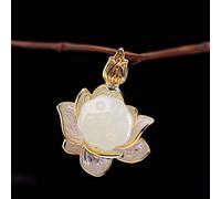 Orecchini a Goccia Orecchini per Donna S925 Gioielli in Argento Sterling Articolo Stile Etnico Lotus Seed Nefrite Pendente, Orecchini, Baguependant, Argento 925, LJBLEUSK