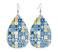 Orecchini A Goccia Retro Portuguese Mosaic Tile Print Lussuoso Orecchini Pendenti Leggeri Ciondolo A Goccia Per Balli Feste Accessori