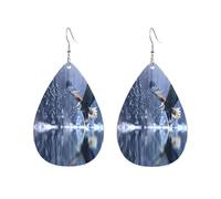 Orecchini A Goccia The Bird Flying On The Lake Eleganti Orecchini In Pelle Moda Ciondolo Con Pendente A Goccia Per Uso Quotidiano Feste Feste