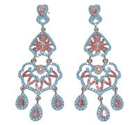 Orecchini a lampadario da donna, con cristalli blu e rosa, stile boho, chic, vintage, leggeri, ideali per la spiaggia estiva e per l'uso quotidiano, regalo per lei