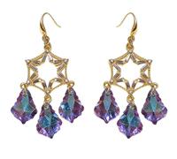 Orecchini a lampadario da donna con cristalli iridescenti viola blu a forma di stella, orecchini scintillanti con nappa, regalo per lei, perfetti per San Valentino, festa della mamma