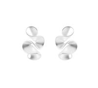 Orecchini a latta argentati di nicchia di design opaco da donna, orecchini a petali ondusi artistici, gioielli scultorei minimalisti, estetica per la festa di compleanno dell'anniversario, 1,3x2cm