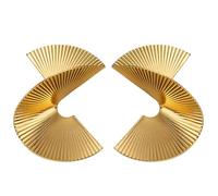 Orecchini a latta d'oro a forma di ventaglio da donna, orecchini a spirale ritorto, gioielli geometrici moderni da indossare ogni giorno