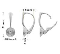 Orecchini a leva in argento sterling ganci per cristalli a forma di Chaton...