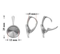 Orecchini a leva in argento sterling per incollare a forma di Rivoli 12 mm...