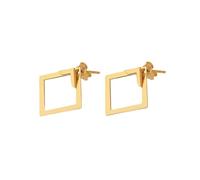 Orecchini a lima quadrati aperti geometrici 14K placcato oro da donna, orecchini quadrati minimalisti ipoallergenici, gioielli geometrici moderni chic