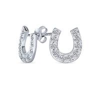Orecchini a lobo a ferro di cavallo con pavé di zirconi cubici Lucky Equestrian Gioielli western per donne laureate in argento sterling .925