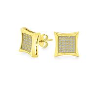 Orecchini a lobo a forma di aquilone con zirconi cubici a pavé micro quadrato per uomo placcati in oro 14K in argento sterling .925 5MM