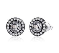 Orecchini a Lobo con eredità Brillante in Argento Sterling 925 Autentici con Gioielli Trasparenti per l'anniversario delle Donne