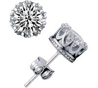 Orecchini a Lobo con zirconi Orecchini a Bottone in Finto Cristallo con Nappa Lunga Moda Donna Placcato Argento con Piercing cubico in Platino Fashion with Nice