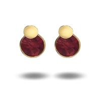 Orecchini a Lobo Donna Eleganti in Argento 925 Placcato Oro Giallo con Madreperla Bordeaux - Gioiello Made in Italy - Chiusura Perno e Farfallina