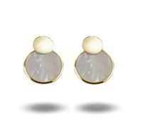 Orecchini a Lobo Donna Eleganti in Argento 925 Placcato Oro Giallo con Madreperla - Gioiello Made in Italy - Chiusura Perno e Farfallina