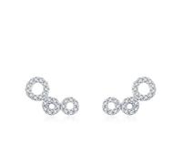 Orecchini A Lobo, Donna Orecchini a bottone Cerchi tripli con moissanite in Oro bianco 14 carati